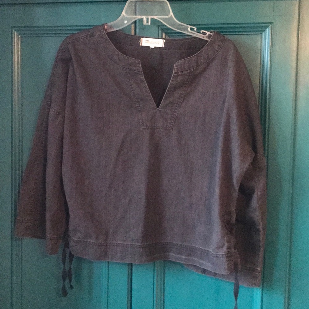 Madewell Black Jean shirt w ties